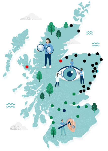 Stores in Scotland map illustration